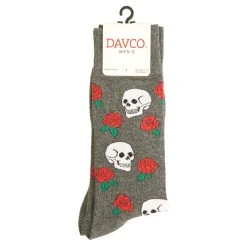 Deals 🎁 Mens Davco Skull Floral 🧦 Socks ⌛