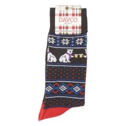 Best Sale 🌟 Mens Davco Polar Bear Fair Isle 🧦 Socks - Black 🥰