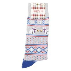 Budget 😀 Mens Davco Polar Bear Fair Isle 🧦 Socks - Light Grey ⌛