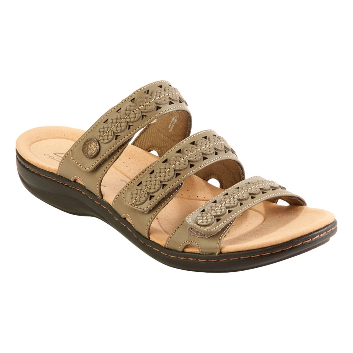 Flash Sale 😀 Womens Clarks® Laurie Ann Bella Olive Slide 🩴 Sandals 😀