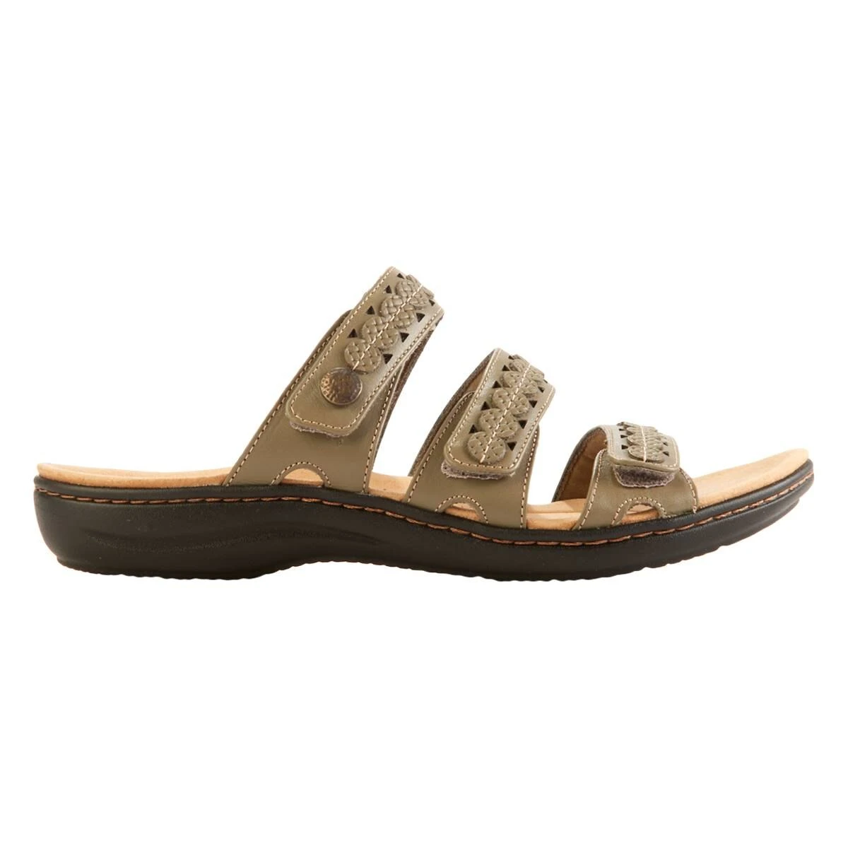 Flash Sale 😀 Womens Clarks® Laurie Ann Bella Olive Slide 🩴 Sandals 😀 - Image 2