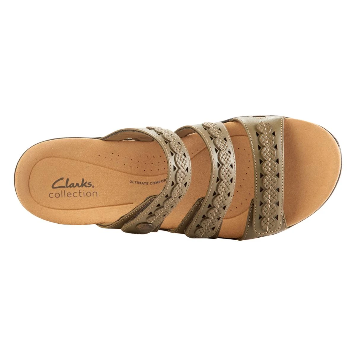 Flash Sale 😀 Womens Clarks® Laurie Ann Bella Olive Slide 🩴 Sandals 😀 - Image 4